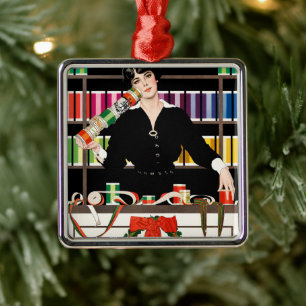Vintage Art Deco Gift Wrapping Department Metal Tree Decoration