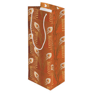 Vintage art deco gold peacock feather pattern wine gift bag