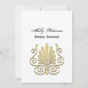 Vintage Art Deco Gold Plume Arabesque Invitation