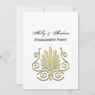 Vintage Art Deco Gold Plume Arabesque Invitation