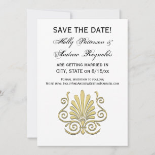 Vintage Art Deco Gold Plume Arabesque Invitation