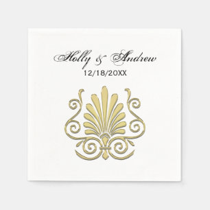 Vintage Art Deco Gold Plume Arabesque Napkin