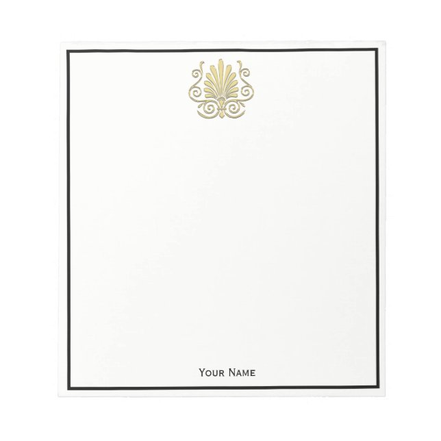 Vintage Art Deco Gold Plume Arabesque Notepad (Front)
