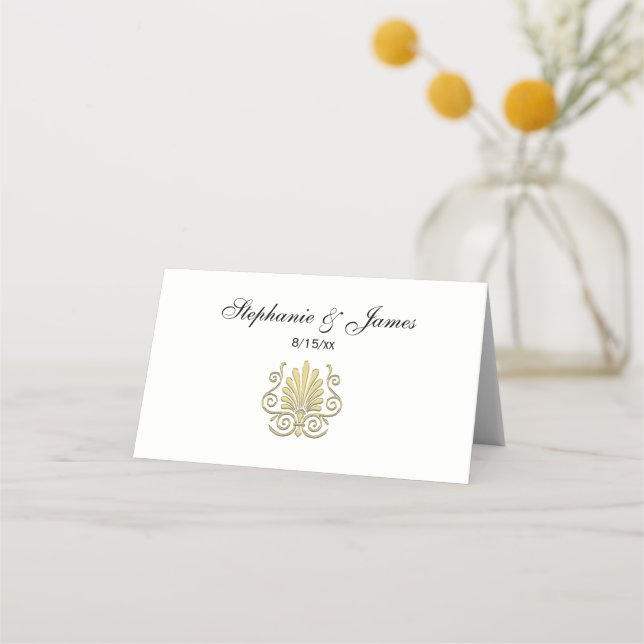 Vintage Art Deco Gold Plume Arabesque Place Card (Front)