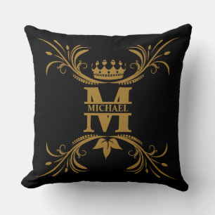 Vintage Art Deco Golden Name Monogram Cushion