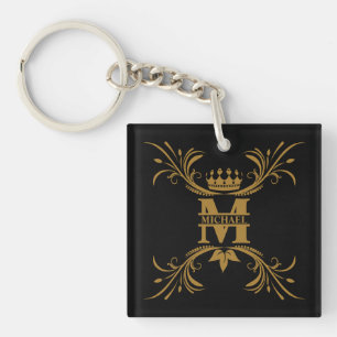 Vintage Art Deco Golden Name Monogram Key Ring