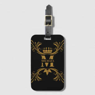 Vintage Art Deco Golden Name Monogram Luggage Tag