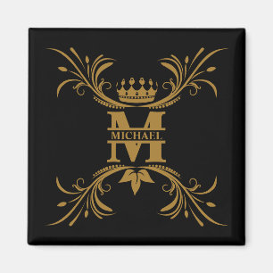 Vintage Art Deco Golden Name Monogram Magnet