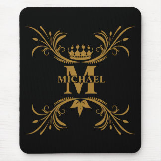 Vintage Art Deco Golden Name Monogram Mouse Mat