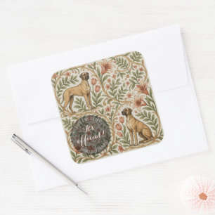 Vintage Art Deco Great Dane pattern Square Sticker