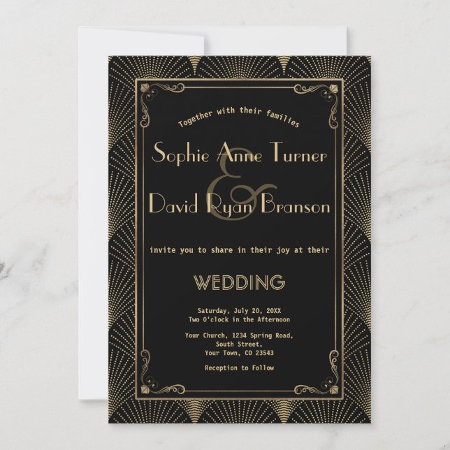 Vintage Art Deco Great Gatsby Wedding Invitation (Front)