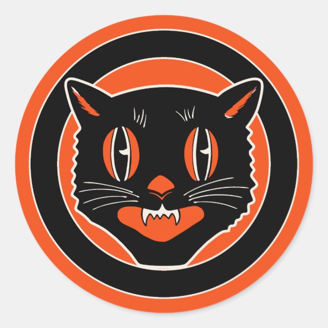 Vintage Art Deco Halloween Cat Sticker (Front)