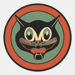 Vintage Art Deco Halloween Cat Sticker