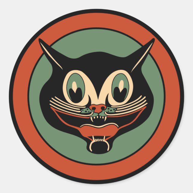 Vintage Art Deco Halloween Cat Sticker (Front)