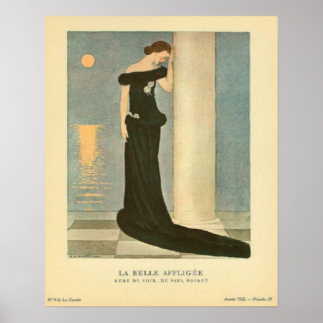 Vintage Art Deco Illustration ~ La Belle Affligee Poster (Front)