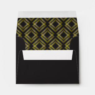 Vintage Art Deco Inspired Design in Gold & Black Envelope