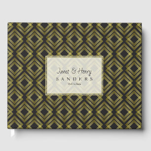 Vintage Art Deco Inspired Design in Gold & Black Guest Book