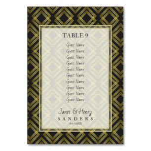 Vintage Art Deco Inspired Design in Gold & Black Table Number
