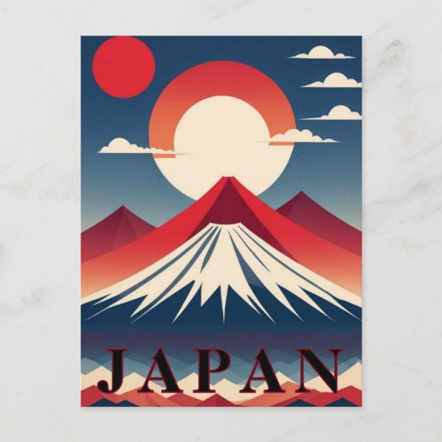 Vintage Art Deco Japan Red Sun Travel Postcard (Front)