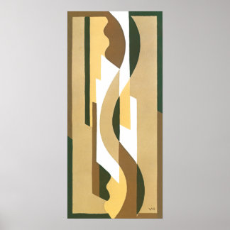 Vintage Art Deco Jazz Curve Pattern Autumn Colors Poster