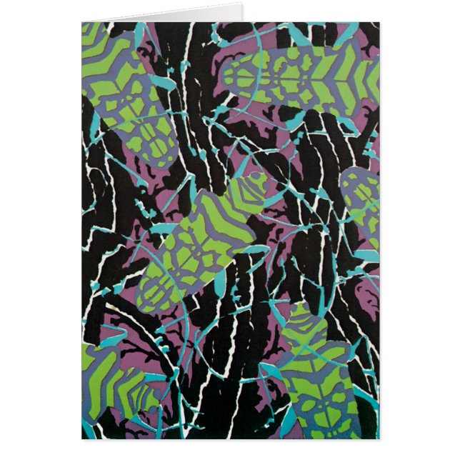 Vintage Art Deco Jazz Pochoir Beetles in Garden (Front)