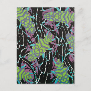 Vintage Art Deco Jazz Pochoir Beetles in Garden Postcard