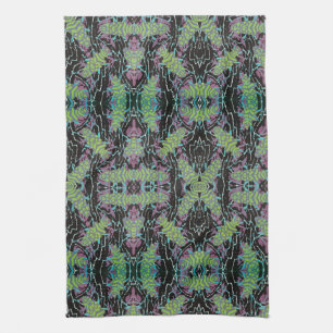 Vintage Art Deco Jazz Pochoir Beetles in Garden Tea Towel