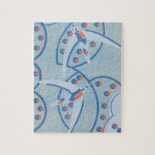 Vintage Art Deco Jazz Pochoir Birds Animal Pattern Jigsaw Puzzle