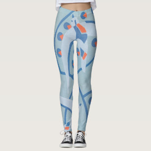 Vintage Art Deco Jazz Pochoir Birds Animal Pattern Leggings
