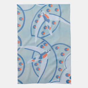 Vintage Art Deco Jazz Pochoir Birds Animal Pattern Tea Towel