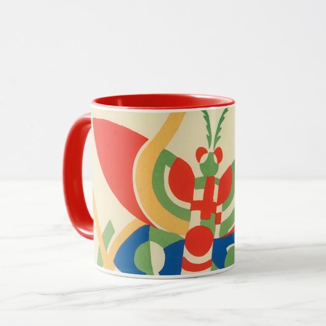 Vintage Art Deco Jazz Pochoir Garden Butterflies Mug (Front Left)