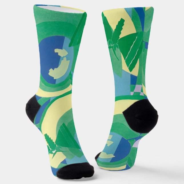 Vintage Art Deco Jazz Pochoir Garden Butterflies Socks (Angled)
