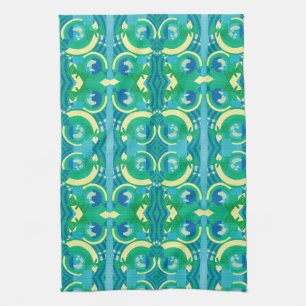 Vintage Art Deco Jazz Pochoir Garden Butterflies Tea Towel