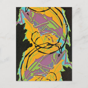 Vintage Art Deco Jazz Pochoir Garden Grasshoppers Postcard