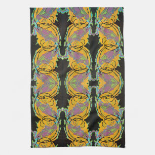 Vintage Art Deco Jazz Pochoir Garden Grasshoppers Tea Towel