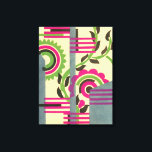 Vintage Art Deco Jazz Pochoir Geometric Pattern Canvas Print<br><div class="desc">Vintage illustration art deco jazz pochoir wallpaper pattern by Serge Gladky from Nouvelles Compositions Decoratives, Paris, 1929. Pochoir is a stencil technique common in surrealism paintings. An elegant and chic cubism floral design featuring geometric shapes and colours. Pink flowers with green leaves from a spring garden on a yellow background....</div>