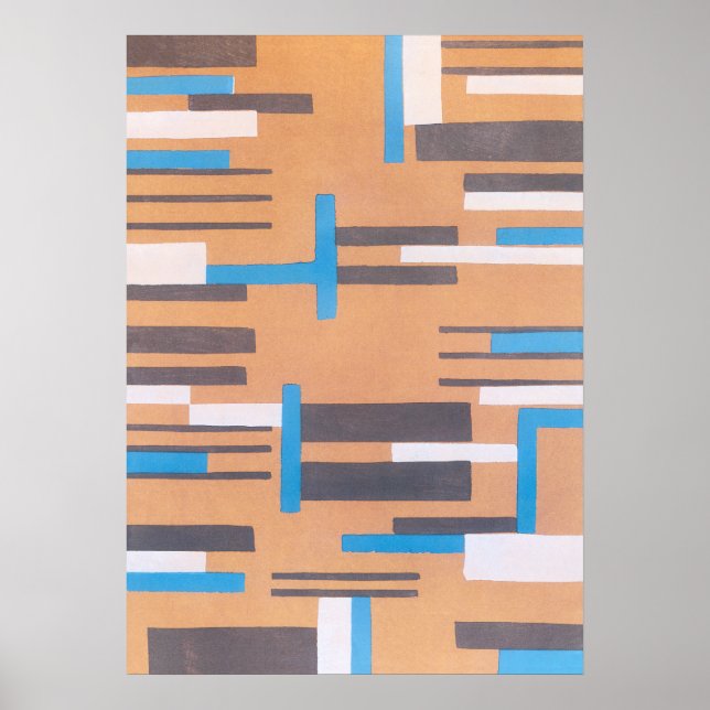 Vintage Art Deco Jazz Pochoir, Geometric Pattern Poster (Front)