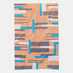 Vintage Art Deco Jazz Pochoir, Geometric Pattern Tea Towel
