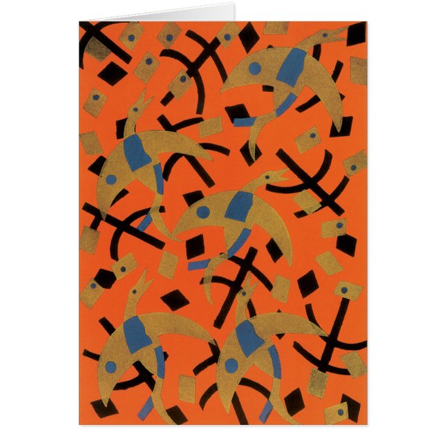 Vintage Art Deco Jazz Pochoir Golden Birds Animal (Front)