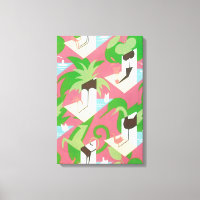 Vintage Art Deco Jazz Pochoir Palm Trees and Birds