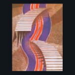 Vintage Art Deco Jazz Pochoir Stair Step Pattern Poster<br><div class="desc">Vintage illustration art deco jazz pochoir wallpaper pattern by Eugene Alain Seguy,  c 1929. Pochoir is a stencil technique common in surrealism paintings. An elegant and chic cubism design featuring geometric shapes resembling floating stairs with steps with an abstract street road in the background. A modern and sophisticated design.</div>