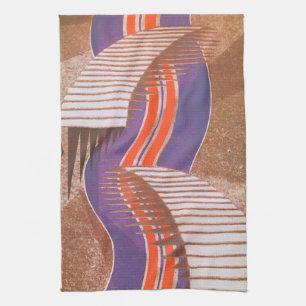 Vintage Art Deco Jazz Pochoir Stair Step Pattern Tea Towel