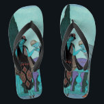 Vintage Art Deco La Villa d'Este by George Barbier Flip Flops<br><div class="desc">Vintage illustration love and romance art deco image with a man kissing a woman's hand on the balcony at la villa d'Este by artist George Barbier,  1922. Newlyweds on their honeymoon at a romantic estate in Italy.</div>