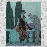 Vintage Art Deco La Villa d'Este by George Barbier Jigsaw Puzzle<br><div class="desc">Vintage illustration love and romance art deco image with a man kissing a woman's hand on the balcony at la villa d'Este by artist George Barbier,  1922. Newlyweds on their honeymoon at a romantic estate in Italy.</div>