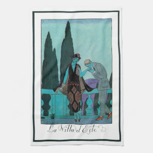 Vintage Art Deco La Villa d'Este by George Barbier Tea Towel