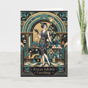 Vintage Art Deco Lady 1920s Christmas Card