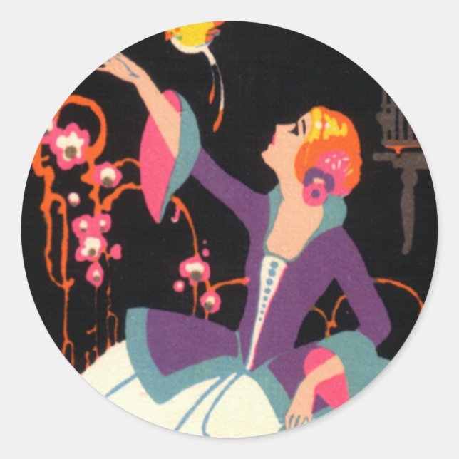 VINTAGE ART DECO LADY 3 STICKERS (Front)