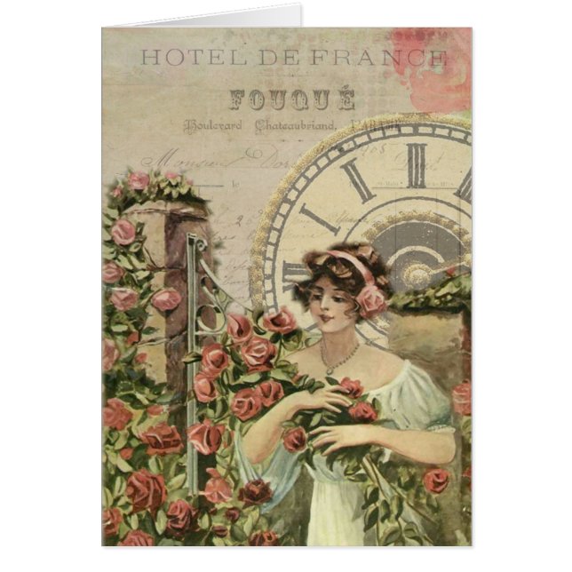 Vintage Art Deco Lady Flower Clock Design (Front)