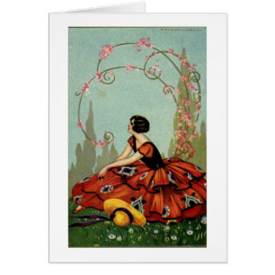 Vintage - Art Deco Lady in Red,
