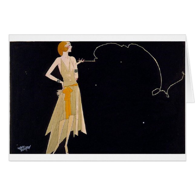 Vintage Art Deco Lady Smoking, (Front Horizontal)